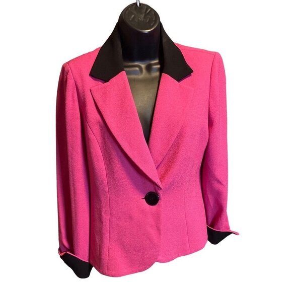 Jessica Howard Barbie Pink Single Button Black Cuff Blazer Sz 8 - Picture 1 of 8